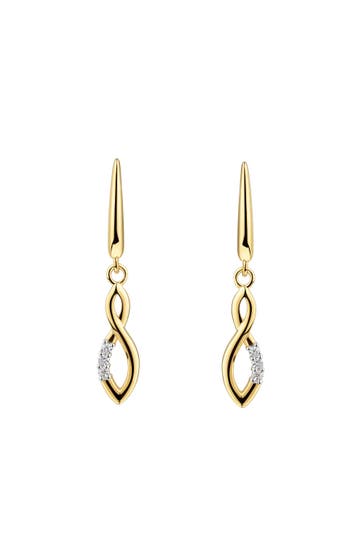 FASCINATION BY ELLEN K. Ohrringe 375 Gold Gelb Zirkonia Ohrhänger geschwungen gelb
