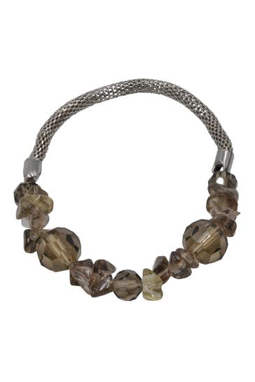 STEUER Armband Stretch silberfarben mit Rauchquarz braun