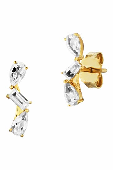 CAI Ohrringe 925 Sterling Silber vergoldet mit Weißtopas gelb