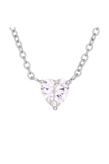 FASHIONBOX Kette rhodiniert mit Herzanhänger Zirkonia weiß silber