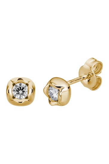 LYOMI Ohrringe 585/- Gelbgold Blüte 2 synth. Diam. 0,20ct. gelb