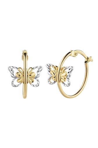 FASCINATION BY ELLEN K. Ohrringe Gold 585 zweifarbig mit Schmetterling-Motiv mehrfarbig