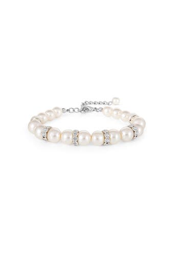 STEUER Armband Glasperlenarmband weiß mit Strasszierde silber