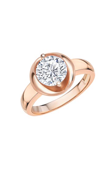 ZEEME Ring Silber 925 rosé-vergoldet mit weiße Zirkonia-Stein 8mm rot