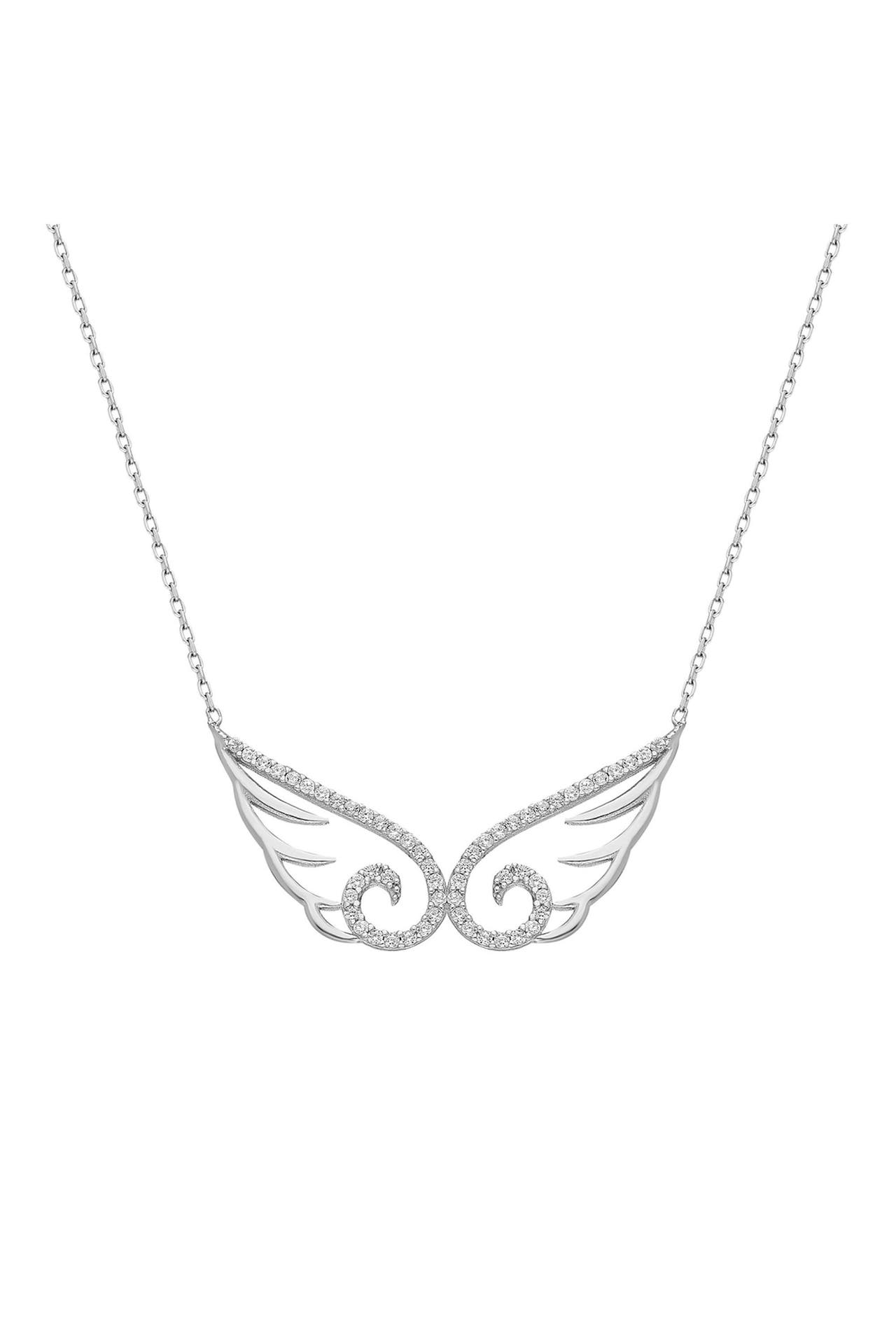 DKENIZ Kette Engelsflügelkette 925/- Sterling Silber rhodiniert Zirkonia Weiß silber, Bild 1