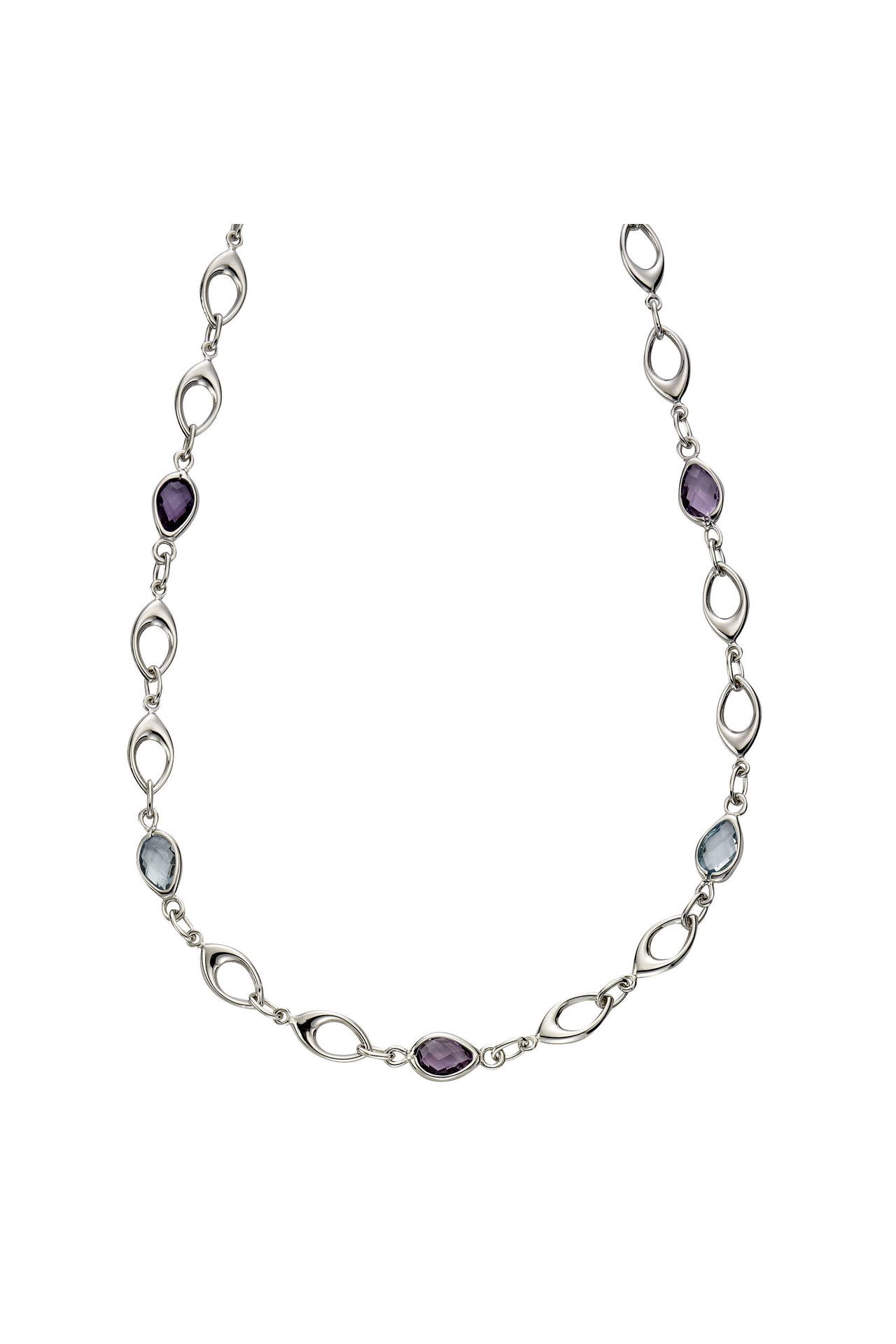 FASCINATION BY ELLEN K. Kette Gold 375 Blautopas (beh.) + Amethyst silber, Bild 1