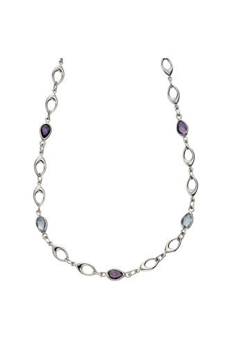 FASCINATION BY ELLEN K. Kette Gold 375 Blautopas (beh.) + Amethyst silber