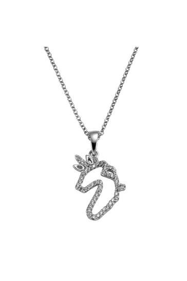 ZEEME Kette 925/- Sterling Silber Einhorn Zirkonia silber