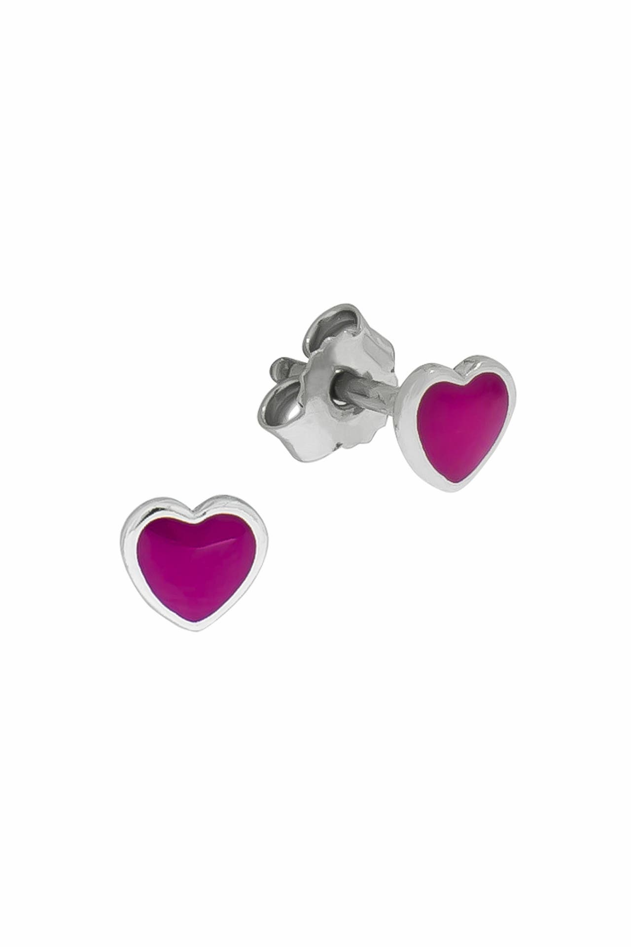ZEEME Ohrringe Silber 925 Herz Lack rosa, Bild 1