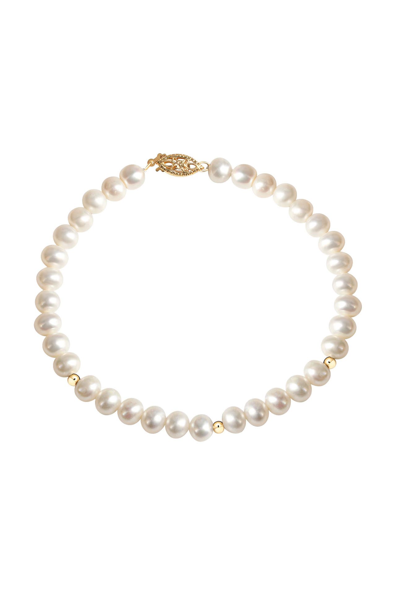 FASCINATION BY ELLEN K. Armband Gold 585 mit weißen Perlen 20cm gelb, Bild 1