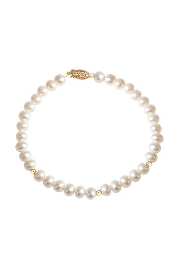 FASCINATION BY ELLEN K. Armband Gold 585 mit weißen Perlen 20cm gelb