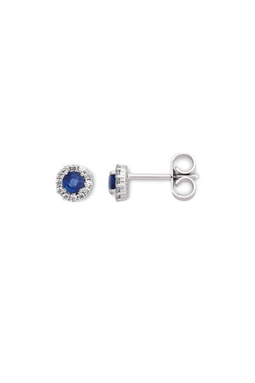 OROLINO Ohrringe Gold 585 mit 2x Safir blau und 24x Brillant zus. 0,12ct. silber