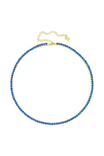 FASHIONBOX Kette vergoldet mit Zirkonia blau blau