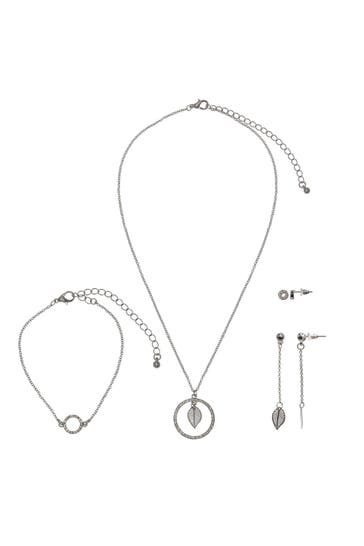 STEUER Kette Metall gesandet glanz Glasstein weiß silber