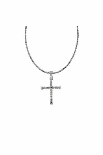 ZEEME Kette Silber 925 poliert mit Kreuz-Anhänger 55cm lang Königskette 2,2mm breit silber