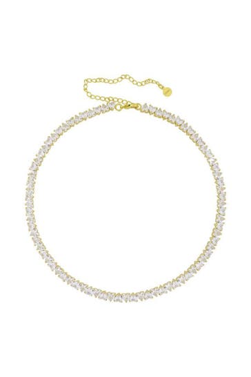 FASHIONBOX Kette vergoldet mit Zirkonia weiss gelb