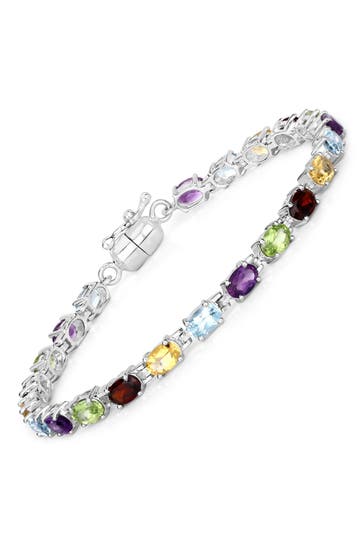 VIRA JEWELS Armband 925-Sterling Silber rhodiniert Multicolour oval silber