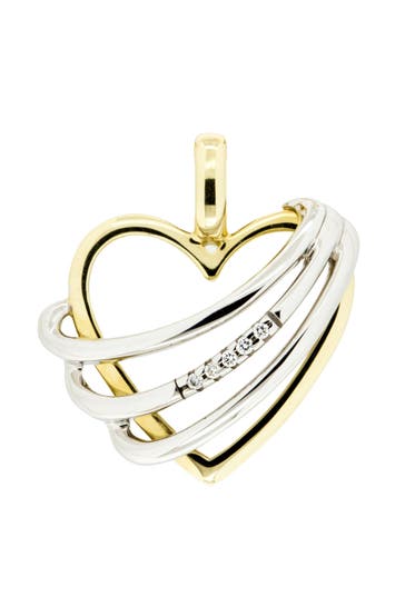 OROLINO Anhänger 585 Gold zweifarbig Herz mit 5x Brillant 0,025ct.