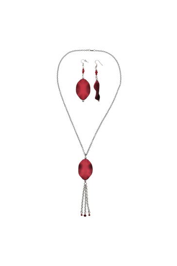 STEUER Kette Metall matt Glasstein bordeaux rot rot