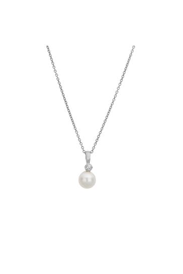 LYOMI Kette 585/- Weißgold synth. Diam. 0,07ct. Perle silber