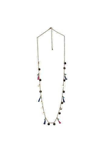 STEUER Kette Collier mit bunten Quasten und Plättchen goldfarben mehrfarbig