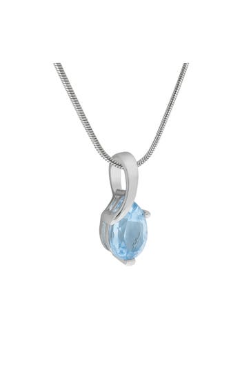 ZEEME Kette Silber 925 rhodiniert mit echtem Blautopas (beh.) 10x7mm silber
