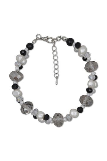 STEUER Armband Glasperlenarmband silbergrau