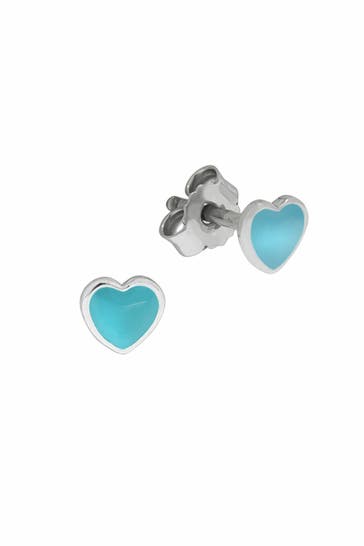 ZEEME Ohrringe Silber 925 Herz Lack türkis