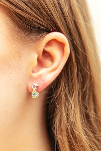 FASCINATION BY ELLEN K. Ohrringe Gold 375 Blautopas (beh.) + Amethyst gelb