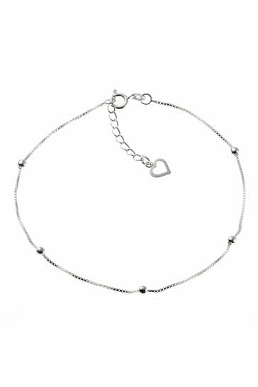 ZEEME Fusskettchen Silber 925 mit Herz-Motiv 22,5+2cm lang silbergrau