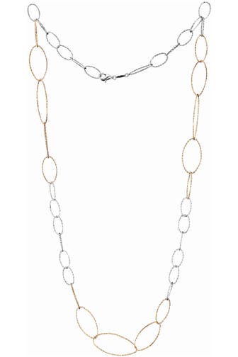 DER KETTENMACHER Kette 925/- Sterling Silber rhodiniert/rotvergoldet 80 cm mehrfarbig