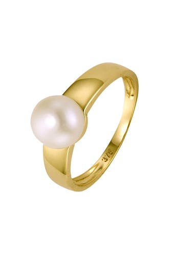 FASCINATION BY ELLEN K. Ring Gold 375 Perle weiß 7,5-8mm gelb
