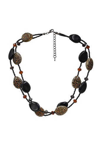 STEUER Kette zweireihig mit Kunststoffelementen schwarz und braun mehrfarbig