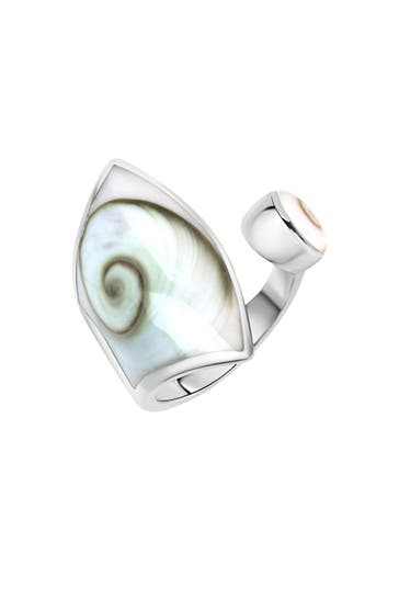 ZEEME Ring Silber 925 mit weißer Muschel 28mm breit silber