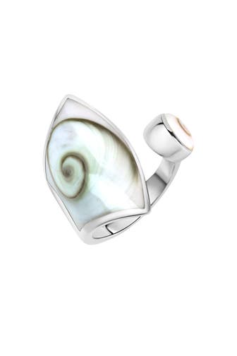 ZEEME Ring Silber 925 mit weißer Muschel 28mm breit silber