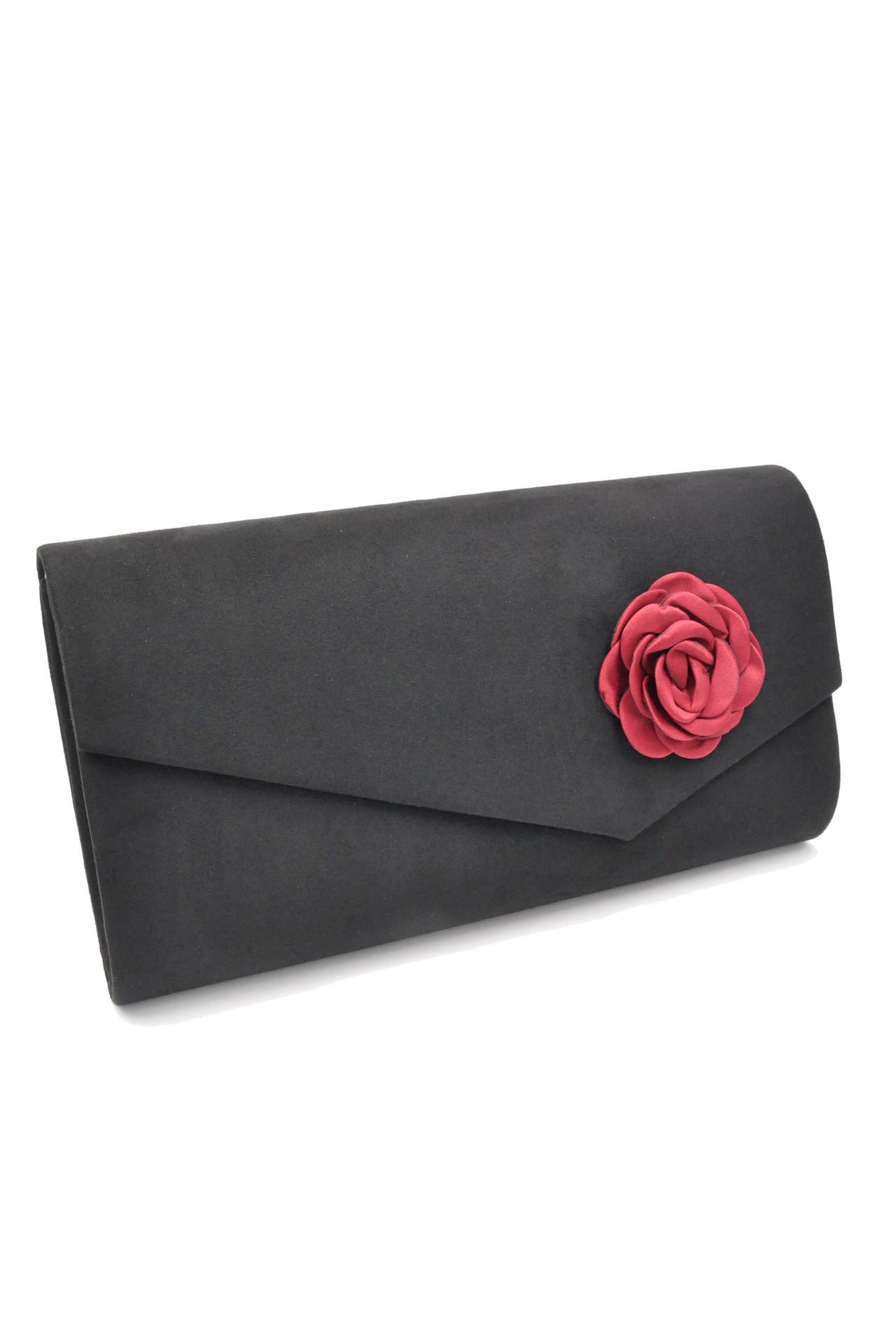STEUER Handtasche Satin-Optik schwarz mit roter Blüte schwarz, Bild 1