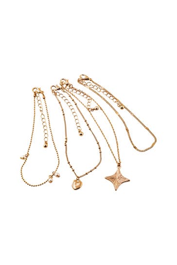 STEUER Fußketten Set Metall Glänzend gelb vergoldet