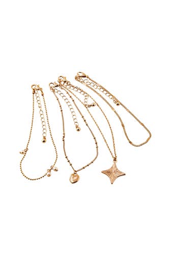 STEUER Fußketten Set Metall Glänzend gelb vergoldet