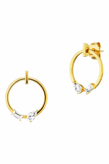 CAI Ohrringe 925 Sterling Silber vergoldet mit Weißtopas gelb