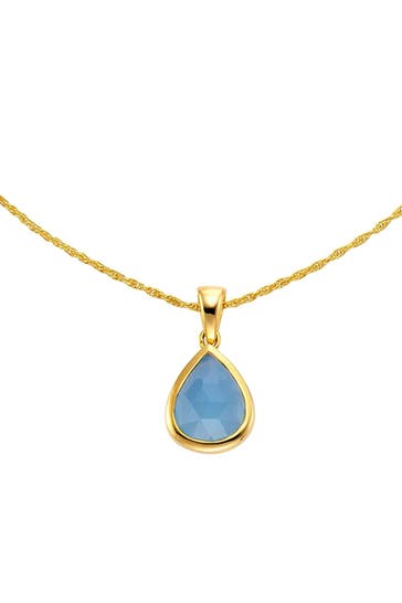 JAMELLI Kette 925 Silber vergoldet Chalcedon blau gelb
