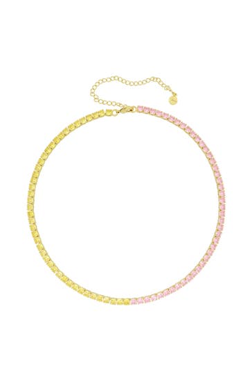 FASHIONBOX Kette vergoldet mit Zirkonia gelb/pink mehrfarbig