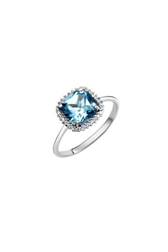 FASCINATION BY ELLEN K. Ring Weißgold 375 mit echtem Blautopas (beh.) und Zirkonia-Steinen