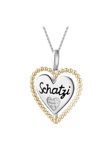 CELESTA Kette 925/- Sterling Silber Tracht Anhänger Kette zweifarbig Herz Schatzi silber