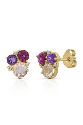 OROLINO Ohrringe Gold 585 mit Amethyst Rosaquartz und Brillant gelb