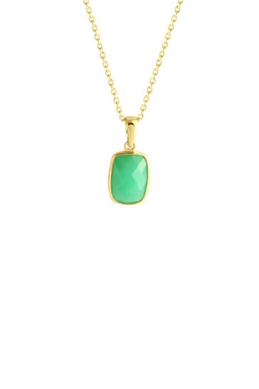 JAMELLI Kette Silber 925 vergoldet 42+3cm lang mit echtem Chrysopras 10x7mm gelb