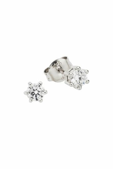 ZEEME Ohrringe Silber 925 rhodiniert mit weißen Zirkonia-Steinen silber