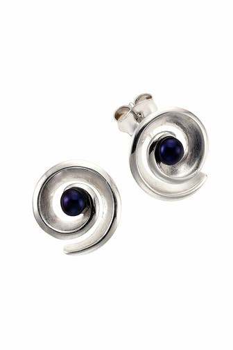 ZEEME Ohrringe Silber 925 rhodiniert mit 2 schwarzen Perlen silber