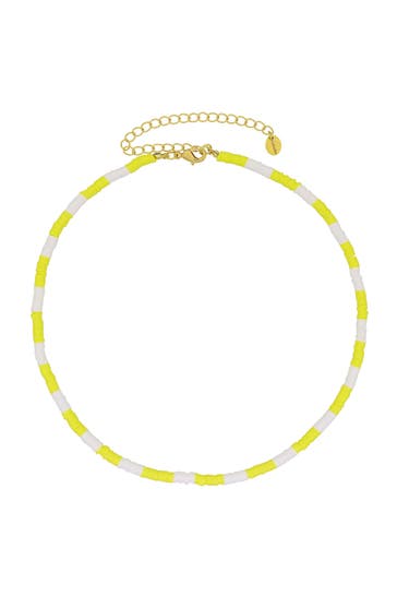 FASHIONBOX Kette mit Vinylplättchen gelb/weiß vergoldet gelb