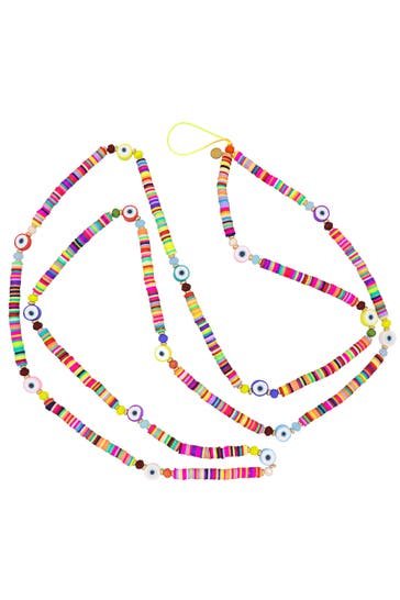 FASHIONBOX Kette Handykette mit Vinylplättchen und Augen-Elementen multicolor mehrfarbig