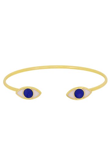 FASHIONBOX Armband Messing  vergoldet "Sparkle Evil Eye" blau blau